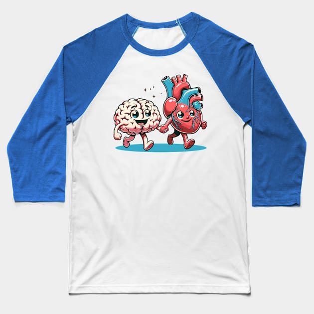 Brain and heart walking together Baseball T-Shirt by Art_Boys